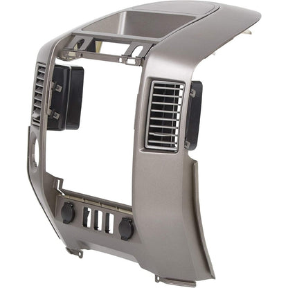 Center Dash Audio A/C Instrument Panel Bezel Cover Lid Compatible with Nissan 2004-2006 Titan XE SE Armada SE Replacement for 682578S800 Dashboard Finisher Bezel - Gray WITHOUT Center Speaker