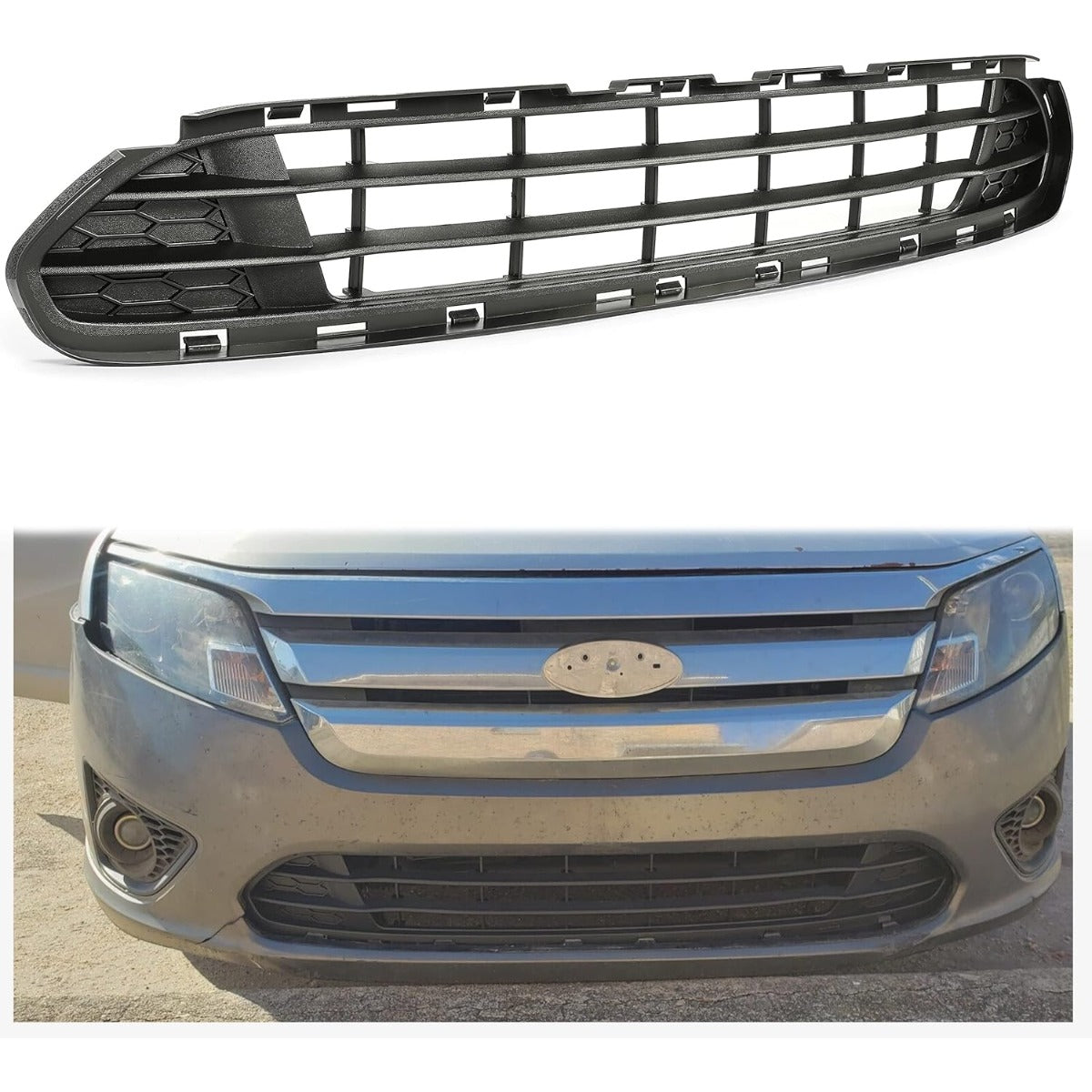 Front Bumper Lower Grille Compatible with 2010-2012 Ford Fusion Hybrid & S & SE & SEL & Sport Center Bumper Grill Cover Replacement for AE5Z8200DA/ FO1036127/ FO1036127C
