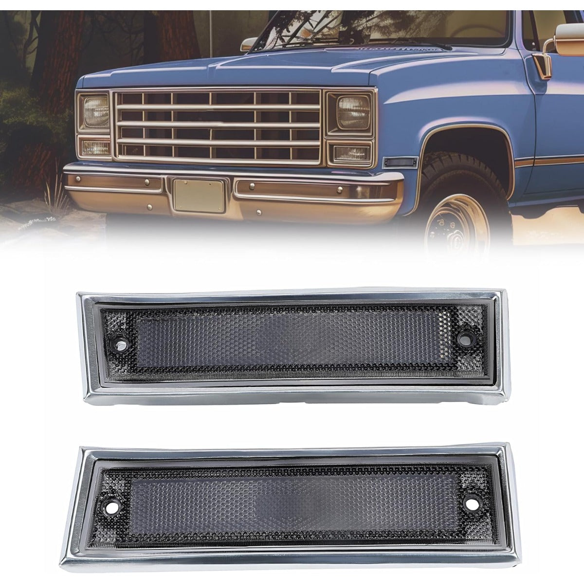 KUAFU Smoked Front Fender Side Marker Light Compatible with 1981-1991 Chevy/GMC C/K Series/Suburban/Blazer/Jimmy Replace for GM2551107 GM2550115 915558 915557 18120166 18120066 Bumper Side Lamp