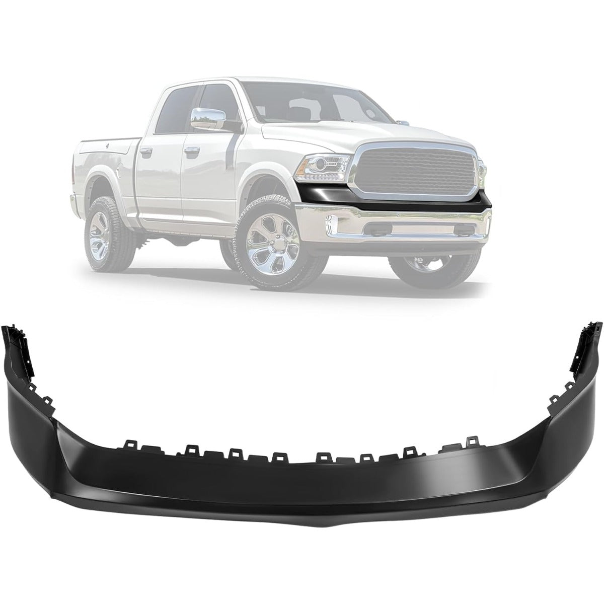 Front Bumper Cover Top Pad Compatible with 2013-2018 Ram 1500, 2019-2024 Ram 1500 Classic,Primed,W/O Fog Light & Sensor Hole,Front Upper Bumper Cover Replacement for 68197697AA CH1014108