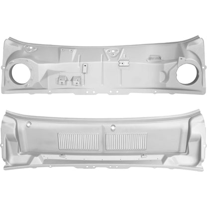 Windshield Wiper Cowl Panel Set (Upper+Lower) Compatible with 1967 1968 Ford Mustang - 2 Pcs Steel Air Inlet Cover Cowl Vent Grille Powder Coated Gray