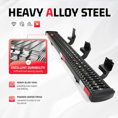 ALMULOO Right Side Step Compatible with 2015-2025 Transit 150/250/350 Step Plates Grip Step Sliding Door Running Board Kit Cargo Van Step Powder Coated Steel Black Passenger Side-55-1/2” x 7-1/4”