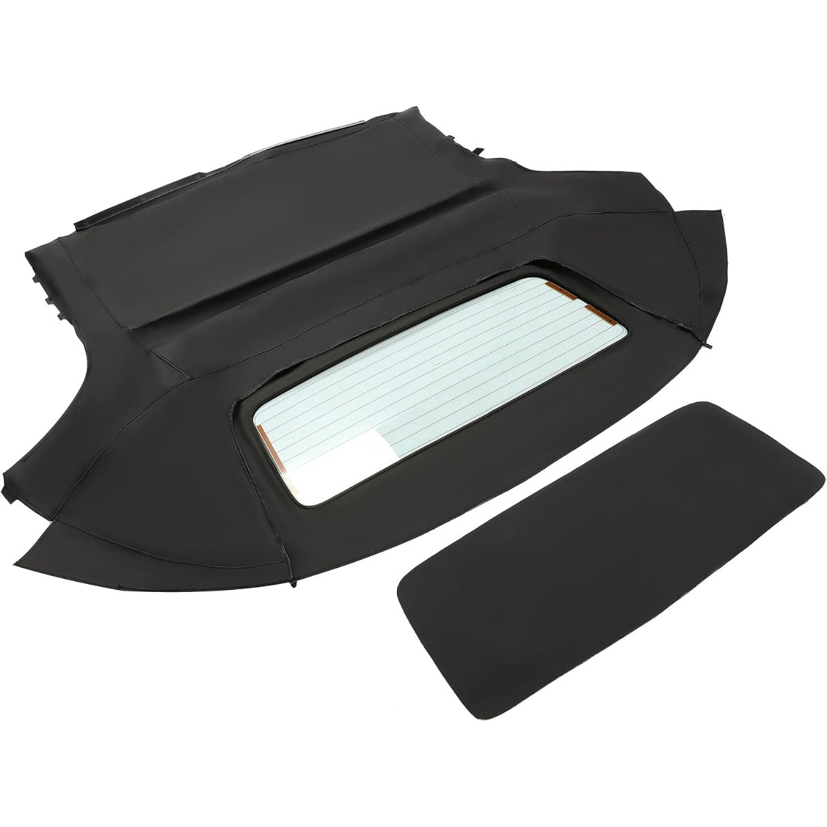 HECASA Convertible Soft Top Compatible with 2000-2007 Toyota MR2 Spyder w/Heated Glass Window Sailcloth Vinyl+Glass Unfinished Black+Clear