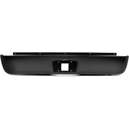 ALMULOO Steel Rear Roll Pan Compatible with 2007-2013 Silverado Sierra 1500 2500 3500 Fleetside Styleside Bed Truck Rear Roll Pan Bumper w/License Light Black
