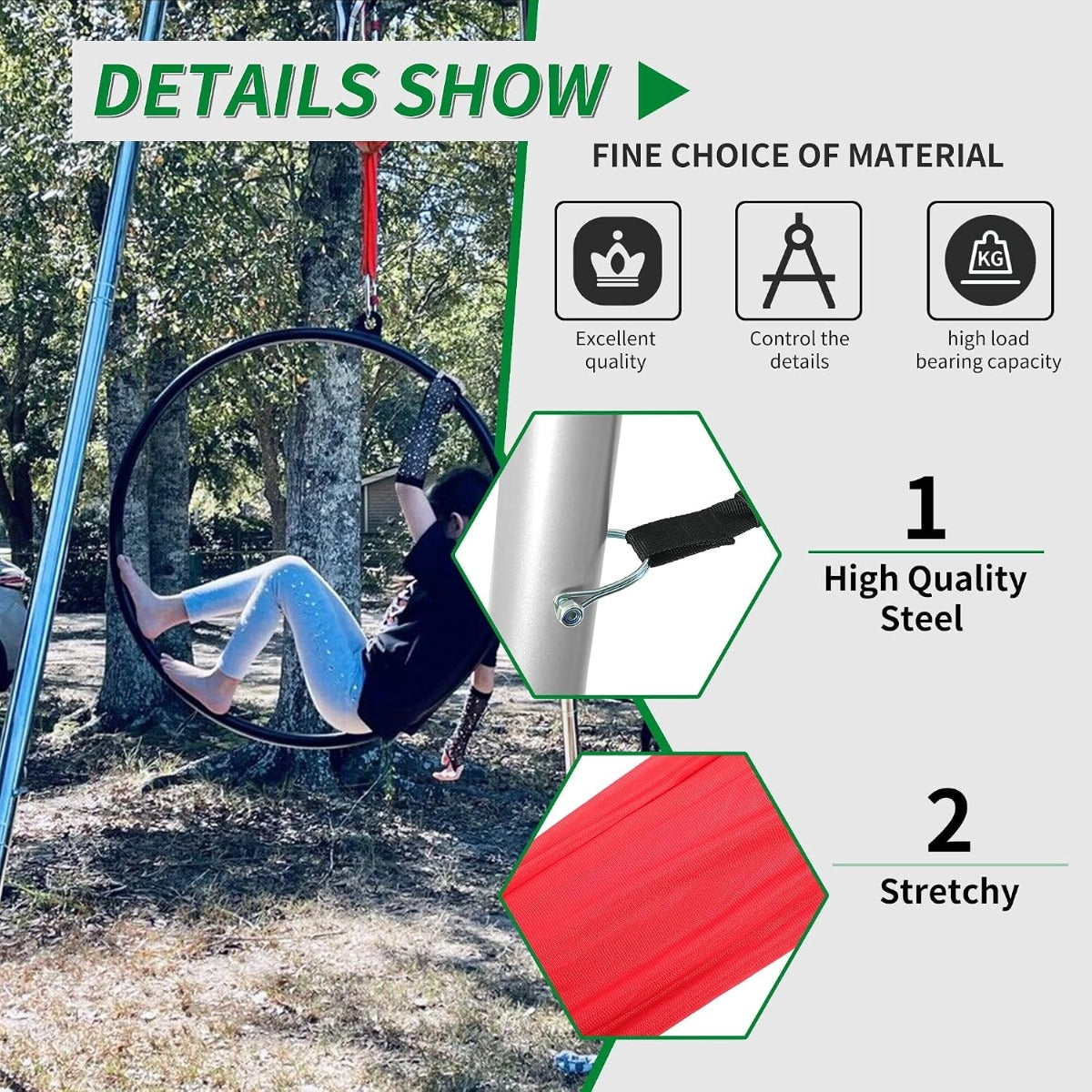 KUAFU Yoga Stand with Yoga Swing Inversion Portable Stand Yoga Frame Yoga Sling Inversion Equipment Steel Silvery for Indoor and Outdoor Triangle Structure