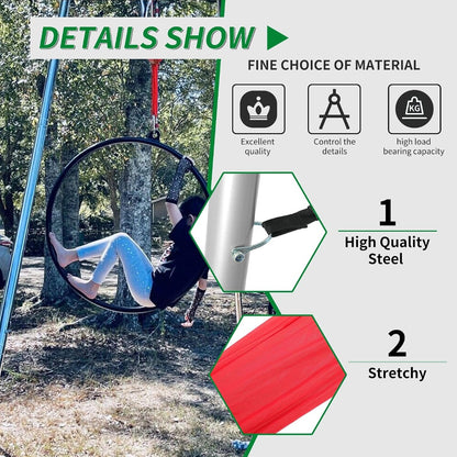 KUAFU Yoga Stand with Yoga Swing Inversion Portable Stand Yoga Frame Yoga Sling Inversion Equipment Steel Silvery for Indoor and Outdoor Triangle Structure