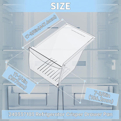 HECASA 240337103 240337102 Refrigerator Crisper Drawer Pan Replacement For 240337105 240337107 240337108 240337109 Refrigerator Pan Shelf Replacement only Plastic (Clear)