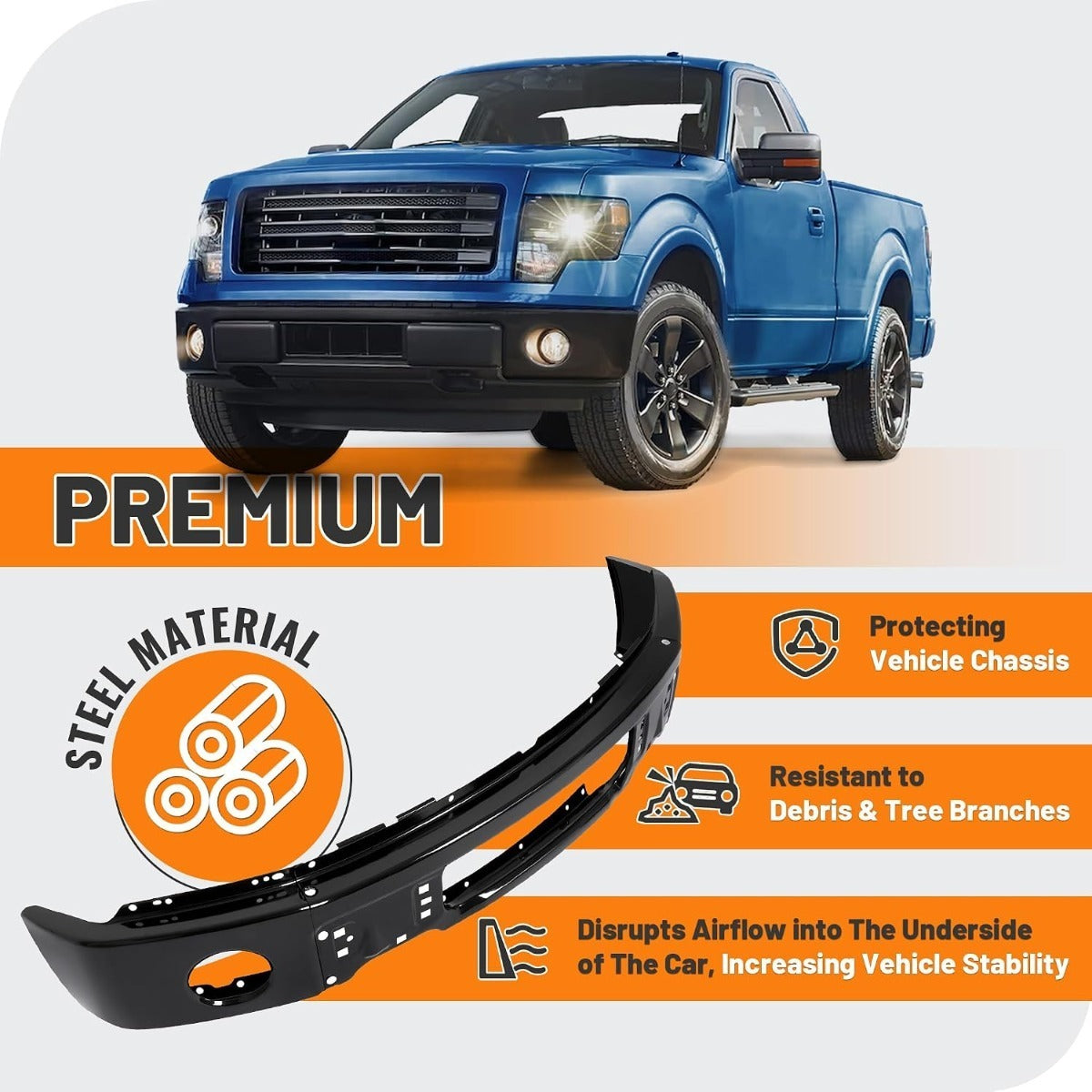 KUAFU Bumper Face Bar Compatible with 2009-2014 F150