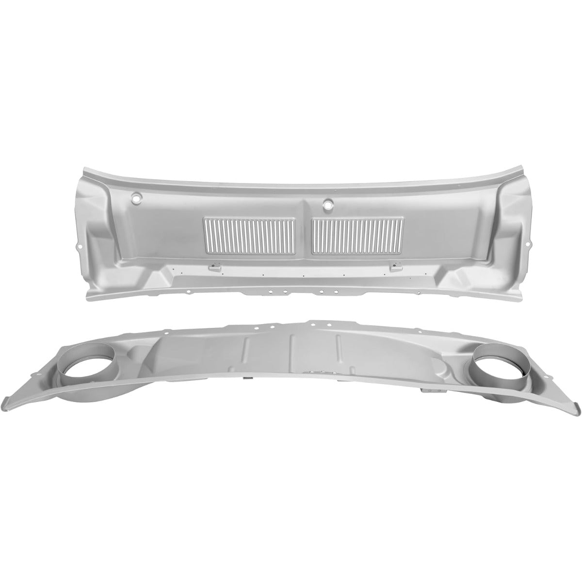Windshield Wiper Cowl Panel Set (Upper+Lower) Compatible with 1967 1968 Ford Mustang - 2 Pcs Steel Air Inlet Cover Cowl Vent Grille Powder Coated Gray