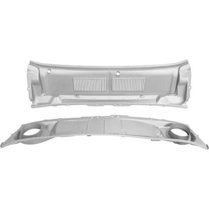 Windshield Wiper Cowl Panel Set (Upper+Lower) Compatible with 1967 1968 Ford Mustang - 2 Pcs Steel Air Inlet Cover Cowl Vent Grille Powder Coated Gray