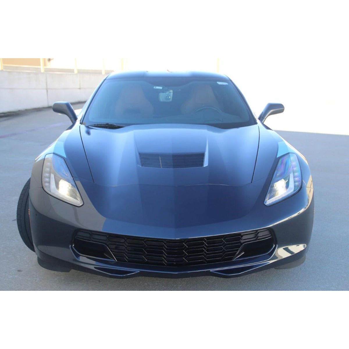 Front Bumper Lower Grille Compatible with 2014-2019 Chevrolet Corvette C7 All Models Z06 Style w/o Front Camera Bracket Painted Glossy Black
