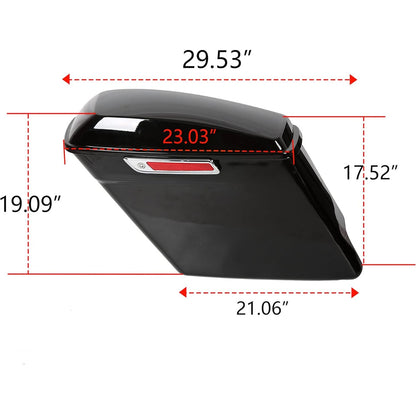 5'' Stretched Extended Saddlebags  for  1993-2013 Harley Davidson Touring Road King Road Glide Street Glide Electra Glide Ultra Classic Hard Saddle Bags W/Lid & Latch Key