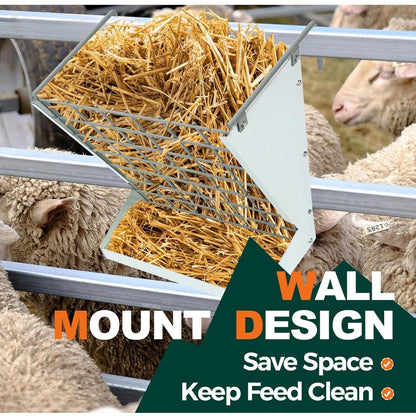 KUAFU Hay Feeder 2 in 1 Hay Rack Wall Mount Goat Feeders,Heavy Duty