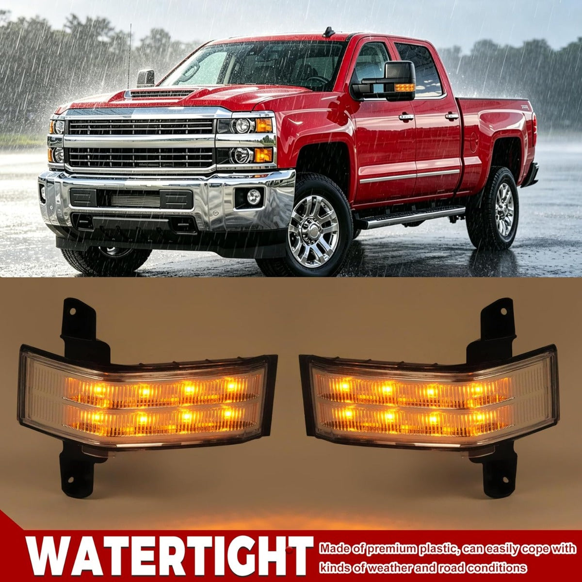 HECASA LED Side Mirror View Marker Lights Compatible with 2016-2020 Chevrolet Silverado 1500 2500 HD 3500 HD Compatible with 2016-2020 GMC Sierra 1500 2500HD 3500HD Turn Signal Marker Lamp