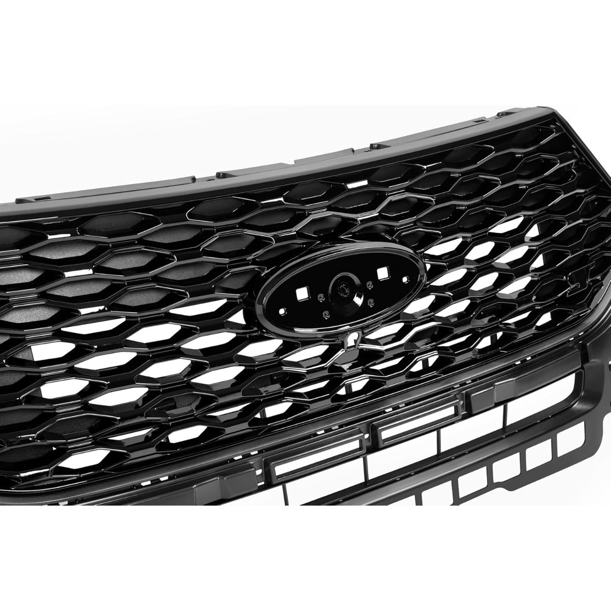 Front Grill Compatible with 2020-2024 Ford Explorer Replacement for LB5Z8200GC FO1200659 Front Bumper Painted Grille Gloss Black Plastic(ABS)