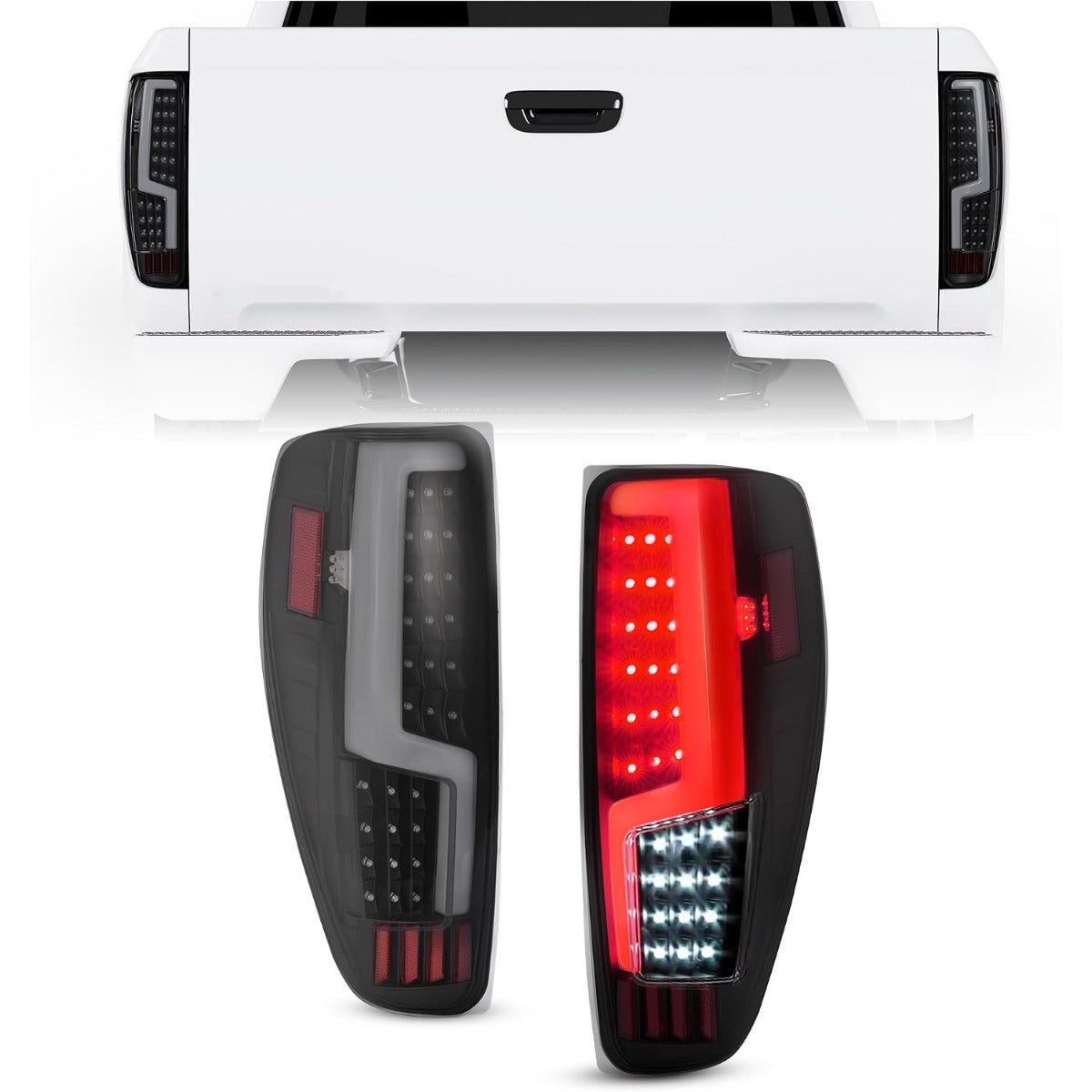 HECASA LED Pair Tail Lights Compatible with 2004-2012 Chevy Chevrolet Colorado GMC Canyon Isuzu i-280 i-290 i-350 i-370 Replacement for GM2800164 GM2801164 Tail Lamp LH & RH - Smoke Lens Black Housing