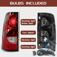 Load image into Gallery viewer, HECASA Tail Lights Compatible with 2003-2006 Chevy Silverado 1500 2500 3500 &amp; 2007 Classic Body Rear Lamp Set w/Bulb and Harness Replacement for GM2800174 GM2801174 (Red/Clear Lens + Chrome Housing)
