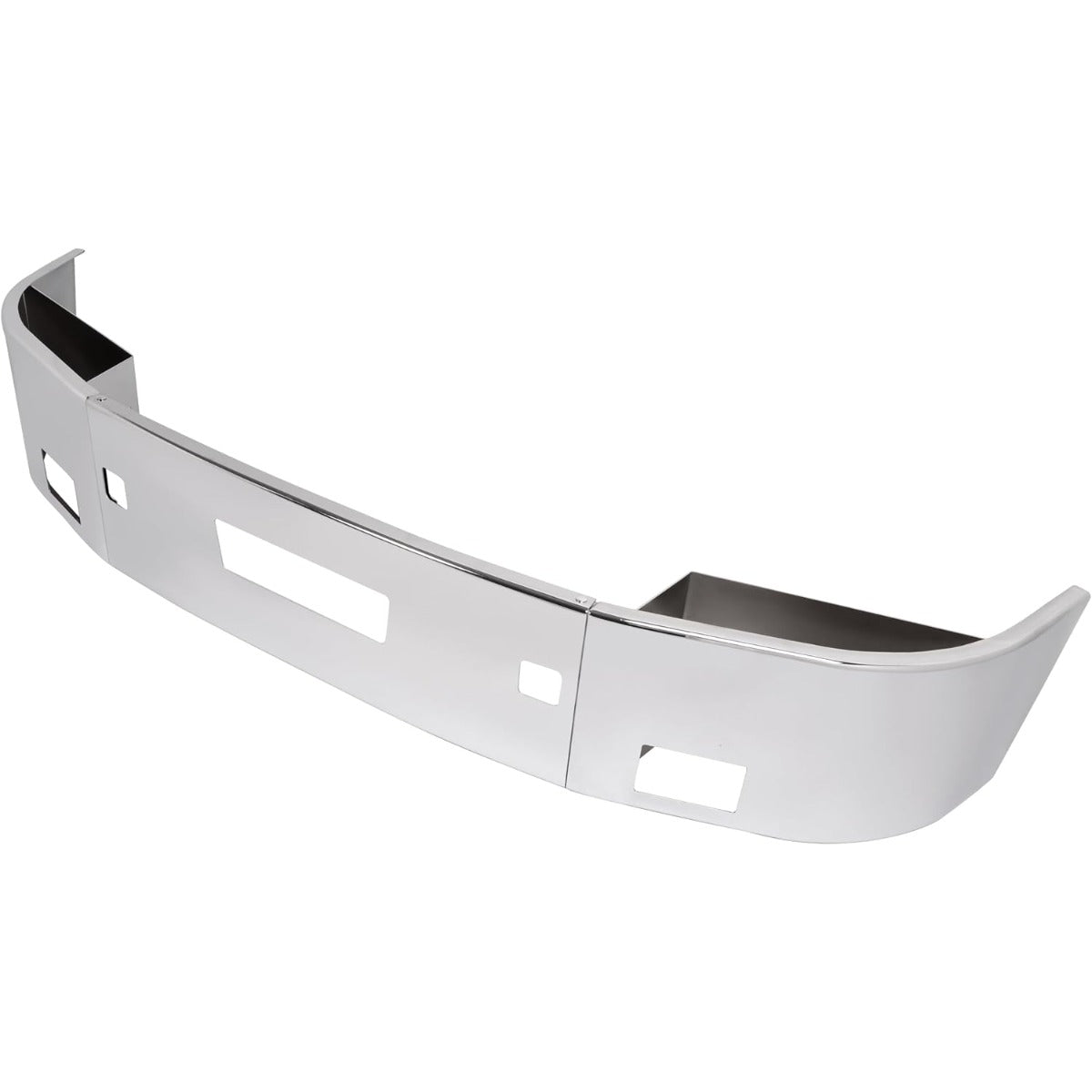 ALMULOO Front Bumper 3Pcs Comaptible with 2006-Up Peterbilt 386 Steel Chrome Silvery