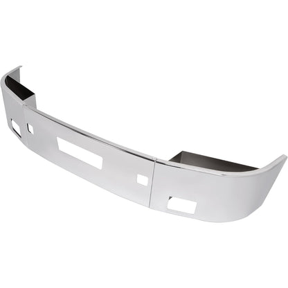 ALMULOO Front Bumper 3Pcs Comaptible with 2006-Up Peterbilt 386 Steel Chrome Silvery
