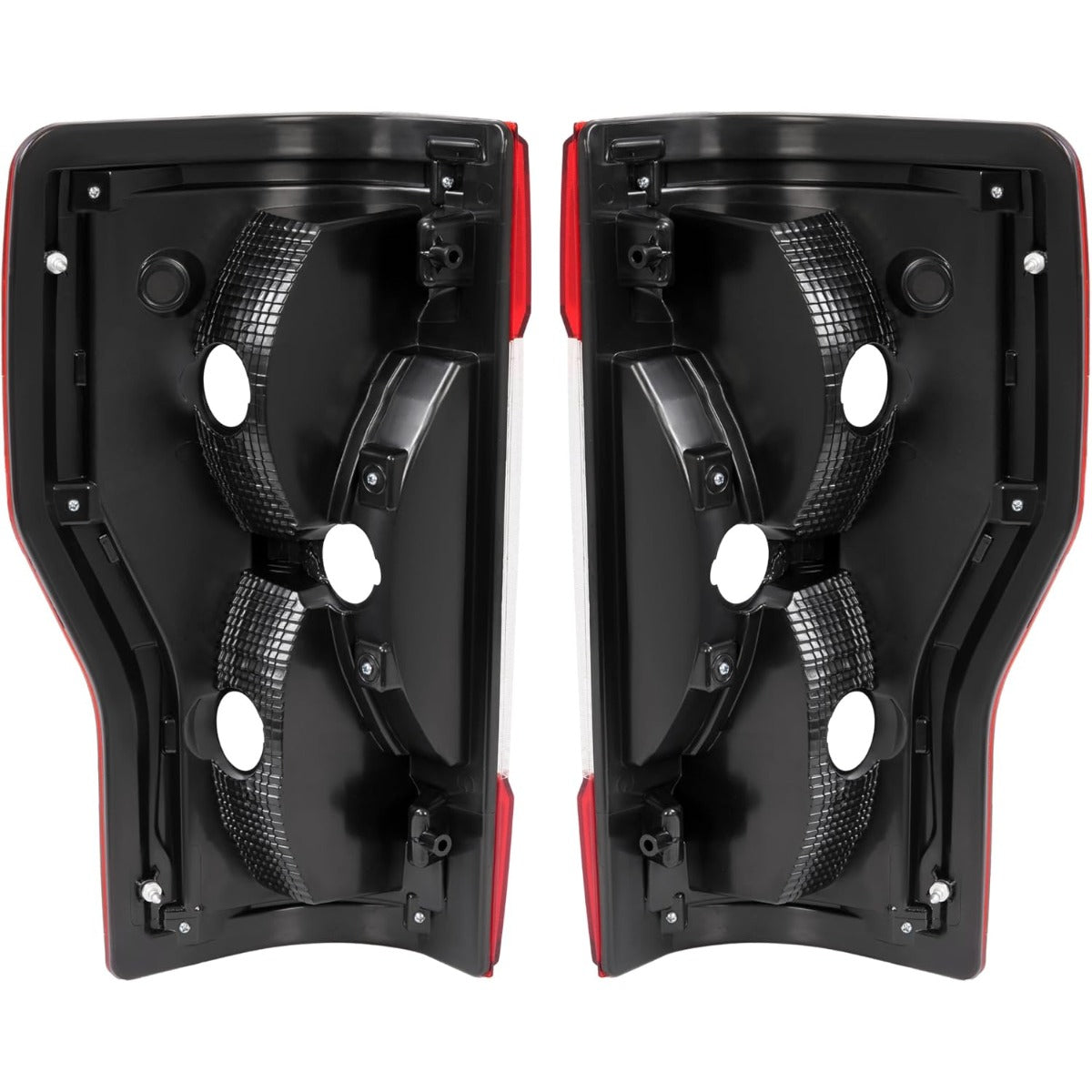 ECOTRIC Pair Tail Light Halogen Compatible with 2017-2019 Ford F250 F350 F450 Super Duty Pickup Rear Taillight Lamp Replacement for FO2800256 FO2801256 Clear Red Lens+Chrome Housing Left&Right Side