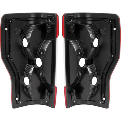 ECOTRIC Pair Tail Light Halogen Compatible with 2017-2019 Ford F250 F350 F450 Super Duty Pickup Rear Taillight Lamp Replacement for FO2800256 FO2801256 Clear Red Lens+Chrome Housing Left&Right Side