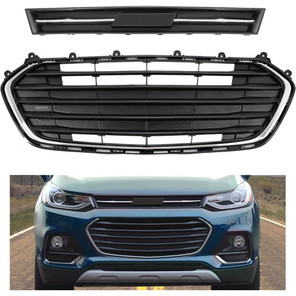 Front Bumper Lower Bottom Grille Grill Compatible with 2017-2021 Chevy Chevrolet Trax Replacement for 42537706 42519611 GM1036196 Black+Silvery