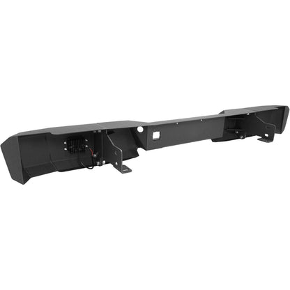 ALMULOO Rear Bumper Compatible with 1999-2007 Chevy/Chevrolet Silverado GMC Sierra 2500 3500 HD W/LED Lights Steel Powder Coated Black