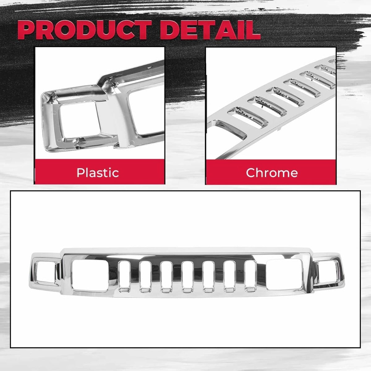Front Grill Compatible with 2006-2010 Hummer H3 15834196 HU1200100 Upper Face Bar Grille Shell and Insert Assembly Chrome