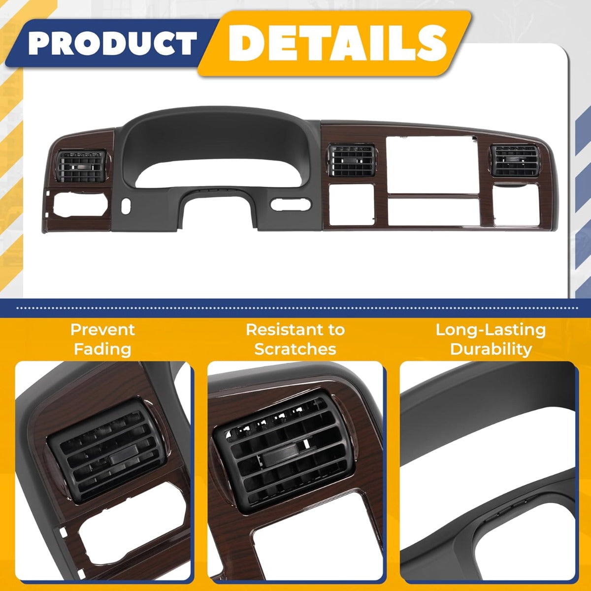 Dash Finish Panel Compatible with 2005-2007 Ford F-250 F-350 F-450 F-550 Super Duty Dash Board Cluster Bezel Cover Replacement for 5C3Z25044D70DAA Plastic Carbon Fiber Printing & Textured