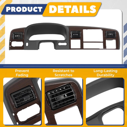 Dash Finish Panel Compatible with 2005-2007 Ford F-250 F-350 F-450 F-550 Super Duty Dash Board Cluster Bezel Cover Replacement for 5C3Z25044D70DAA Plastic Carbon Fiber Printing & Textured