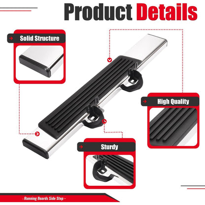 Running Board Side Step Compatible with 2004-2014 Ford F-150 2 Door Regular Cab Step Nerf Bar 304 Stainless Steel+Plastic Powder Coated+Textured Black+Silvery