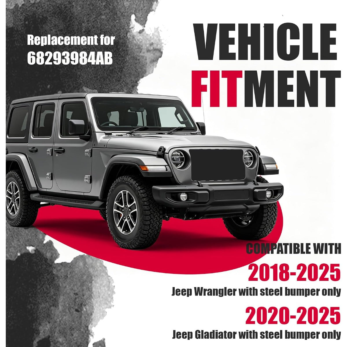 Front Bumper Skid Plate Compatible with 2018-2025 Jeep Wrangler 2020-2025 Jeep Gladiator Steel Skid Plate Cover Replacement for 68293984AB