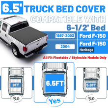 6.5 FT Truck Bed Tonneau Cover Compatible with 1997-2003 Ford F-150 F150 2004 Heritage Soft Roll-Up 79" Aluminum Powder Coated Black Fits Fleetside/Styleside Models Only