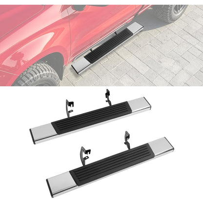 Side Steps Compatible with 2007-2018 Chevy Chevrolet Silverado & GMC Sierra 1500 2500HD 3500HD 2-Door Standard Cab Running Boards Step Bars 304 Stainless Steel+Steel+Plastic Silvery+Black