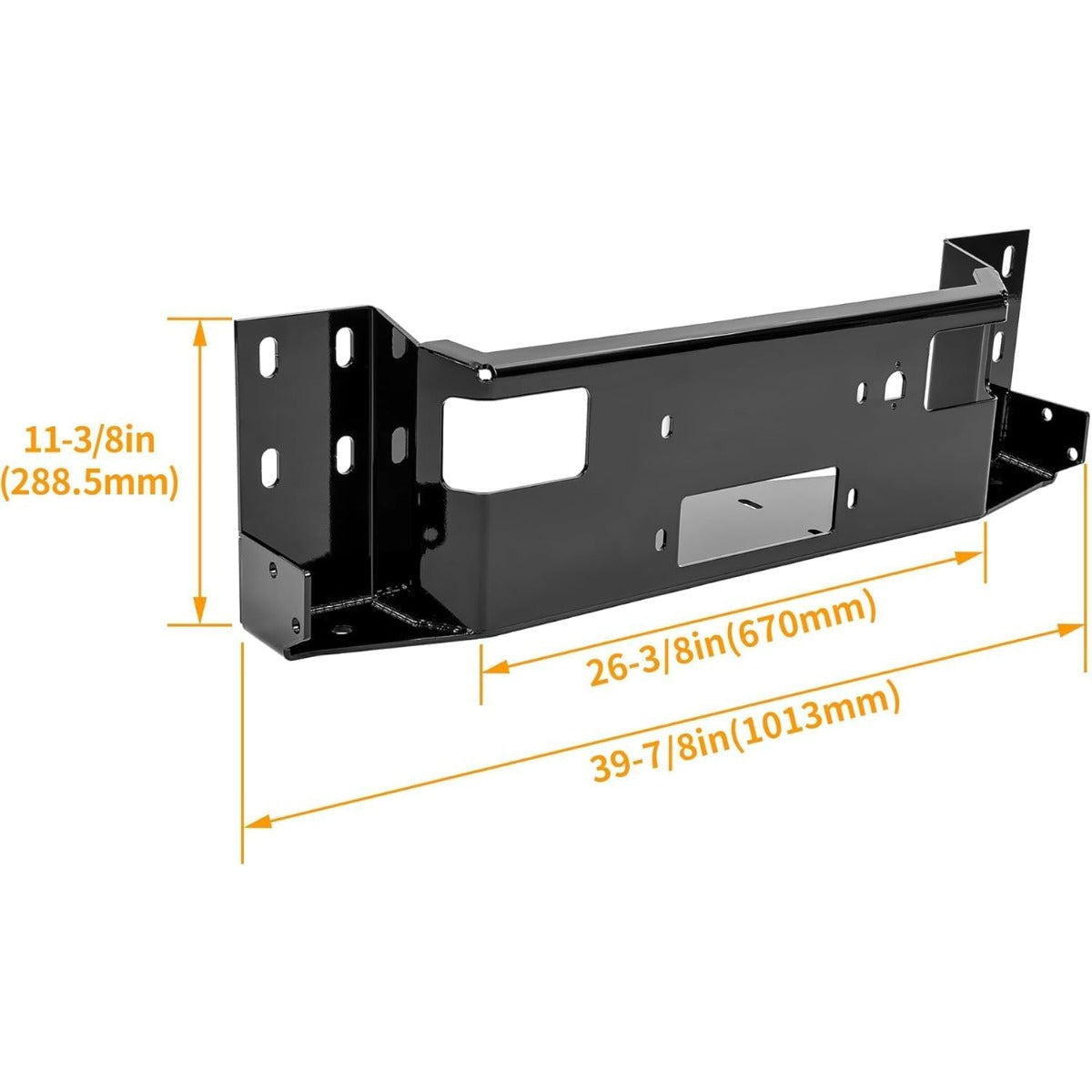 ALMULOO Universal Front Bumper Hidden Winch Mounting Plate for All Full Size Front Bumpers Compatible with Ford F150 F250 F350 F450 F550 Bronco Dodge Ram Winch Tray Mount Powder Coated Black