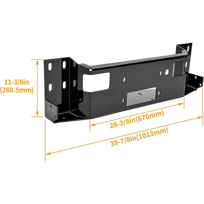 ALMULOO Universal Front Bumper Hidden Winch Mounting Plate for All Full Size Front Bumpers Compatible with Ford F150 F250 F350 F450 F550 Bronco Dodge Ram Winch Tray Mount Powder Coated Black