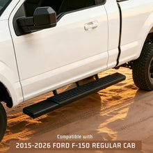 ALMULOO Pair Regular Running Boards Compatible with 2015-2026 Ford F-150 Regular Cab Running Boards Step Nerf Bars Steel+Plastic Powder Coated+Textured Black Left + Right Side