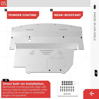 Engine Splash Shield Compatible with 2003-2009 Nissan 350Z 2003-2008 Infiniti G35 Aluminium Silvery Powder Coating Skid Plate Engine Cover Undercar Shield Guard