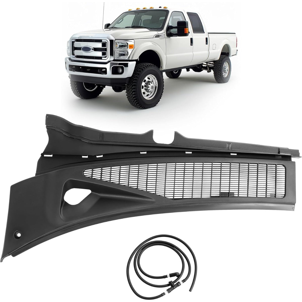 Windshield Wiper Cowl Panel Grille Compatible with 2007-2010 Ford F250 F350 Super Duty Replacement for 7C3Z-25022A69-AA Front Window Cover Insert Panel Left