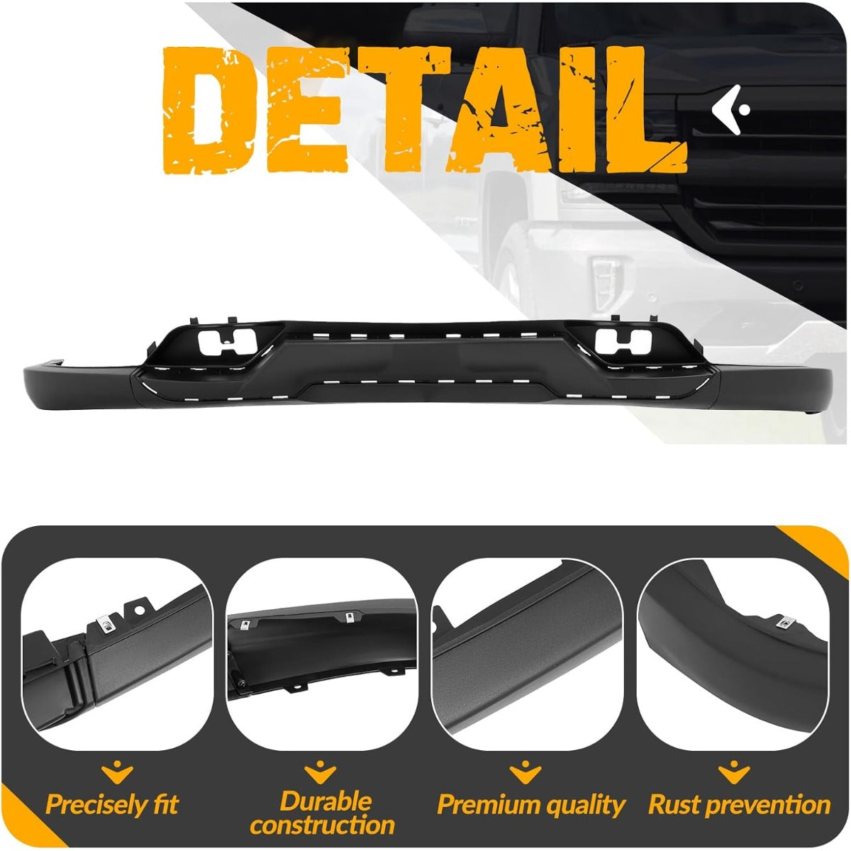 KUAFU Front Lower Bumper Valance 3PCS Panel Compatible with 2016-2018 Chevy Chevrolet Silverado 1500 2019 Silverado 1500 LD Replaces 84029815 Air Dam Spoiler w/Z71 Package & Skid Plate Plastic
