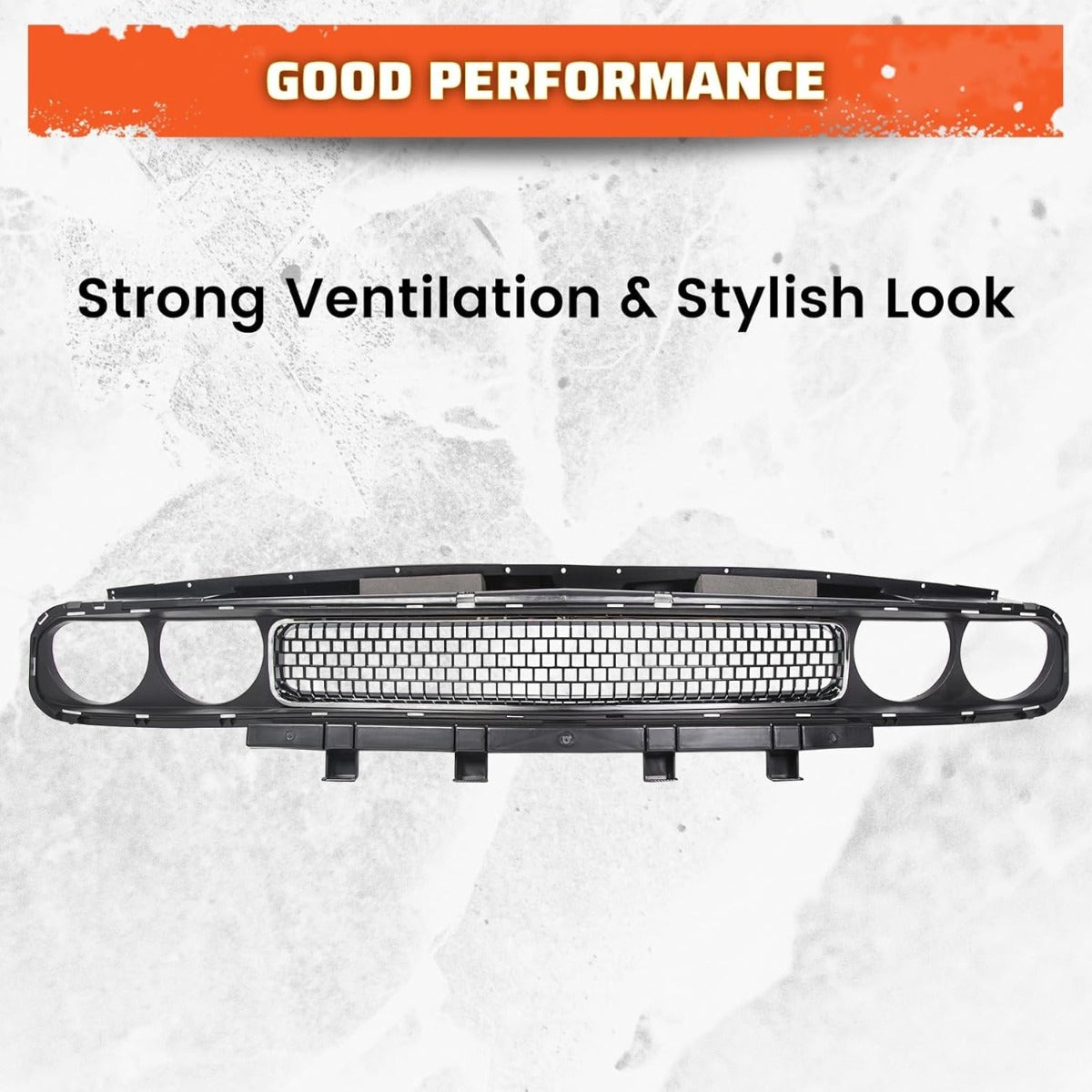 New Front Grill Grille Assembly w/Chrome Trim Bezel Molding Upper Compatible with 2008-2014 Dodge Challenger Replacement for CH1200338