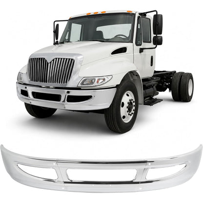 ALMULOO Front Bumper Compatible with 2009-2015 International 4300 4200 4400 8600 TranStar Durastar Base Chrome