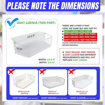 Kojem DA97-12650A Refrigerator Door Shelf Bin Compatible with Samsung Refrigerator Fridge Shelf DA63-07104A AP5620330 Replacement 2PCS