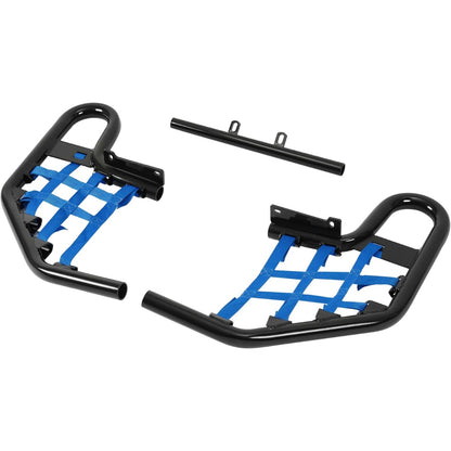 Nerf Bar Compatible with 2001-2005 Yamaha Raptor 660 / 660R Aluminium+Plastic Side Step Nerf Bar w/Blue Webbing Nets Powder Coated Black