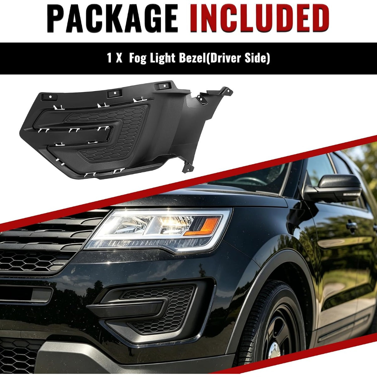 HECASA Fog Light Bezel Compatible with Explorer/Police Interceptor Utility