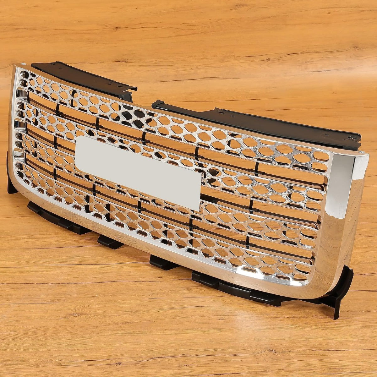 Front Bumper Grille Compatible with 2011-2014 GMC Sierra 2500 HD 3500 HD Replacement for GM1200633 20966057 Bumper Guard Grill W/O Emblem Plastic Chrome Silvery
