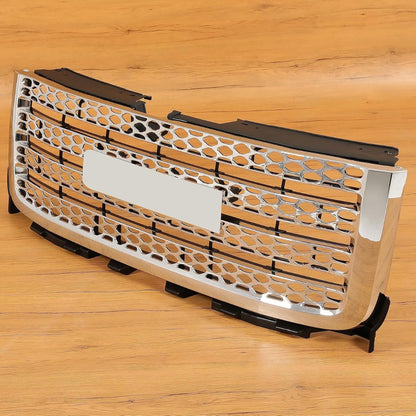 Front Bumper Grille Compatible with 2011-2014 GMC Sierra 2500 HD 3500 HD Replacement for GM1200633 20966057 Bumper Guard Grill W/O Emblem Plastic Chrome Silvery