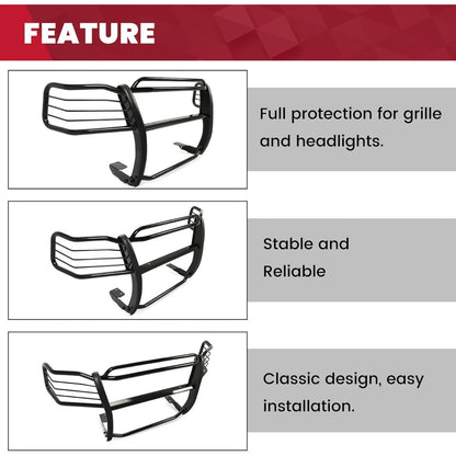 HECASA Brush Guard Compatible with 2003-2017 Ford Expedition Bull Bar Front Bumper Grill Grille Guard Protector Brush Push Bar Black Steel Powder Coated