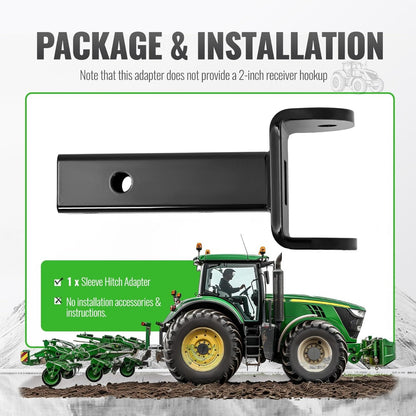 Sleeve Hitch Adapter Compatible with Garden Tractors Heavy-Duty Hitch Rear One-Pin Mounting Attachment Accessories Black Steel Powder Coated