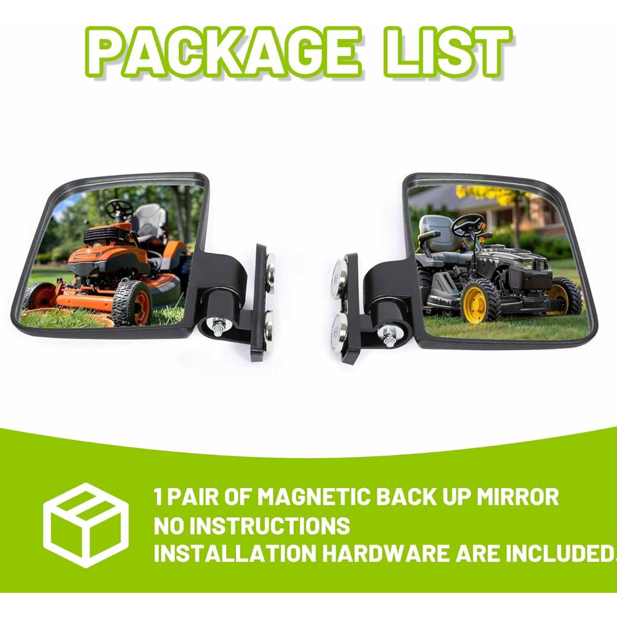 Universal Magnetic Tractor Mirrors Compatible with Kubota John Deere Zero Turn Mower Rearview Side Mirrors Black 2Pcs 220LB Rated